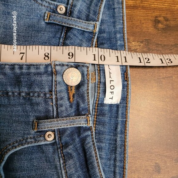 Loft Jeans Sz 4 Curvy Skinny Mid Rise Fringe Tier Hem Tummy Control - Picture 9 of 13